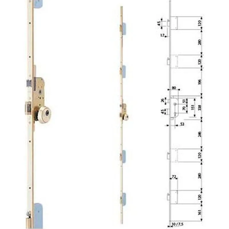 Compra Cerradura seguridad embutir 3 puntos tlpn/30-40 largo dorado TESA TLPN367LE al mejor precio