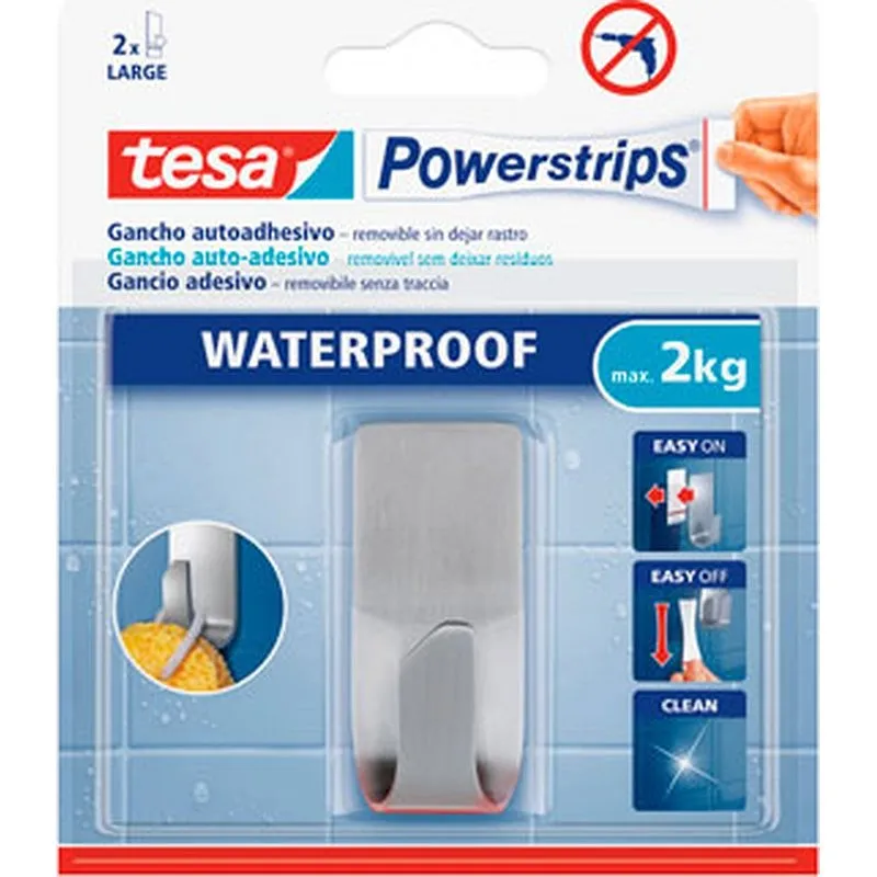 Compra Colgador powerstrips waterproof rectangular grande acero blister 1 más 2 tiras TESA TAPE 59707-00002-00 al mejor precio