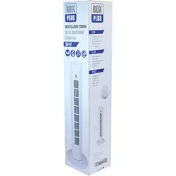 Compra VENTILADOR TORRE BLANCO TEMPORIZADOR 1 HORA 50 W H80 CM BOX PLUS TIMIT al mejor precio