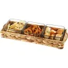 Compra BANDEJA FIBRA + 3 BOLS CRISTAL SET APERITIVO 30 X 11 CM NATURAL ITEM PC-203465 al mejor precio