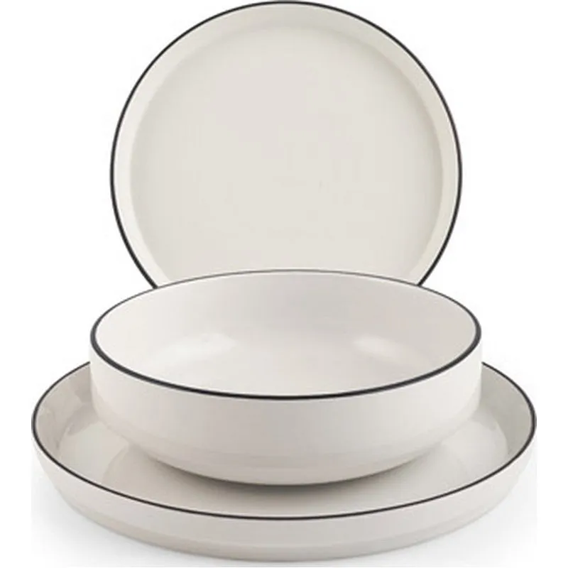 Compra VAJILLA 12PZ PORCELANA ESSENCE BLANCA VIVO NEGRO NON 9786200 al mejor precio