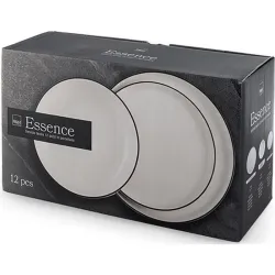 Compra VAJILLA 12PZ PORCELANA ESSENCE BLANCA VIVO NEGRO NON 9786200 al mejor precio