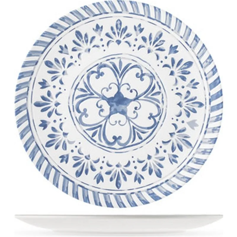 Compra PLATO MELAMINA AZULEJO BLANCO-AZUL diametro 28CM LLANO NON 9247601 al mejor precio