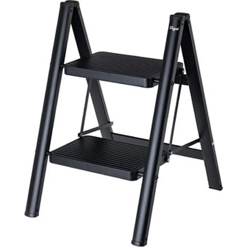 Compra TABURETE ESCALERA ACERO 2 PELDAÑOS NEGRO VIGAR 12744 al mejor precio