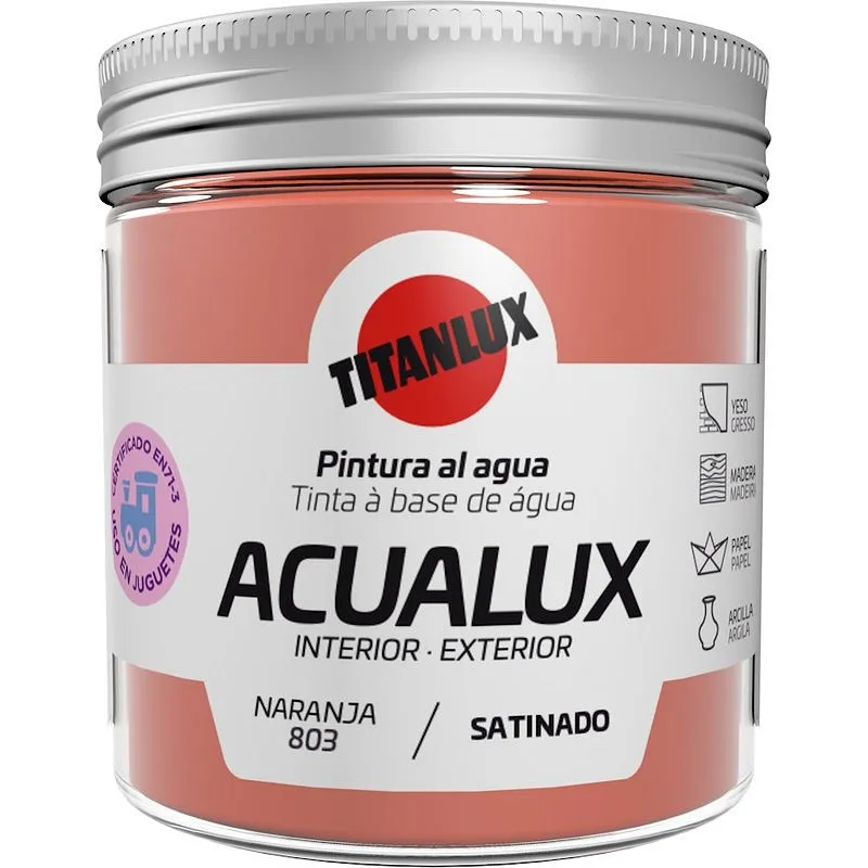 Compra PINTURA AL AGUA MANUALIDADES ACUALUX SATINADO 75 ML NARANJA TITANLUX J11080375/5699567 al mejor precio