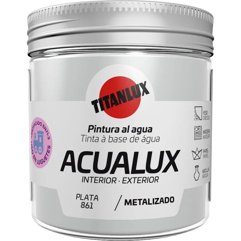 Compra PINTURA AL AGUA MANUALIDADES ACUALUX SATINADO METALIZADO 75 ML PLATA TITANLUX J10086175/5699553 al mejor precio