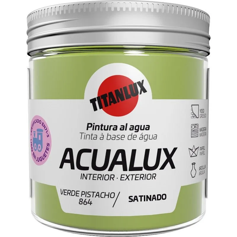 Compra PINTURA AL AGUA MANUALIDADES ACUALUX SATINADO 75 ML VERDE PISTACHO TITANLUX J11086475/5809304 al mejor precio