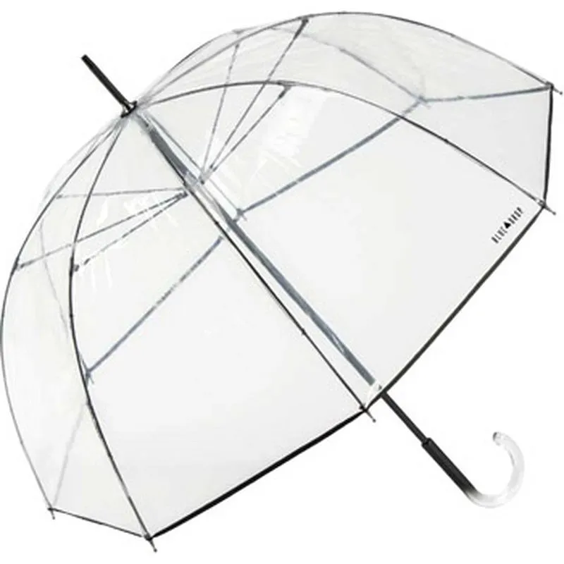 Compra PARAGUAS MUJER LARGO PVC TRANSPARENTE VIVO NEGRO 65/8-diametro115CM CUATRO GOTAS 929 al mejor precio