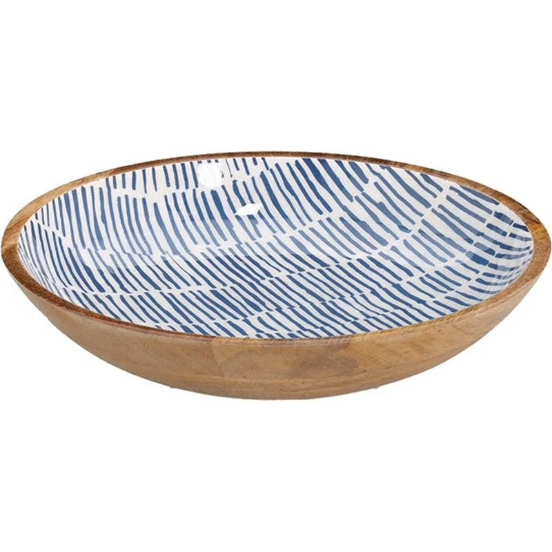 Compra ENSALADERA MADERA DECORADO ESMALDA diametro 30CM AZUL NON 25697 al mejor precio