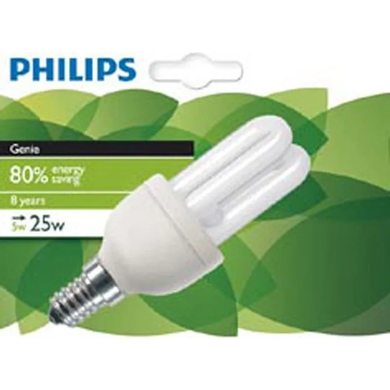 Compra BOMBILLA BAJO CONSUMO GENIE 8 AÑOS BLISTER E14 5W/827 PHILIPS 104437 al mejor precio