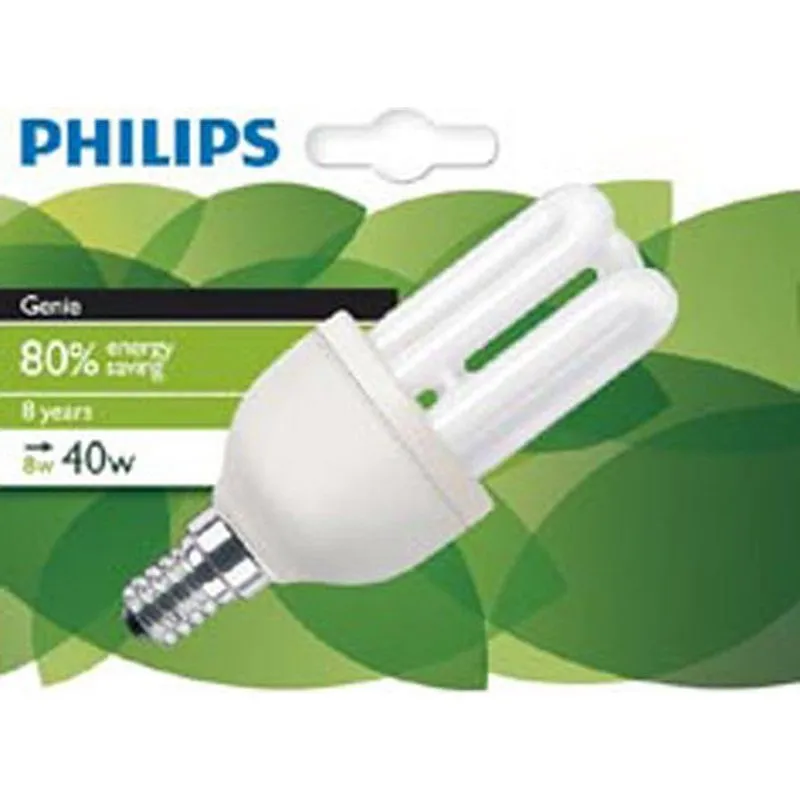 Compra BOMBILLA BAJO CONSUMO GENIE BLISTER E14 8W/827 PHILIPS 104438 al mejor precio
