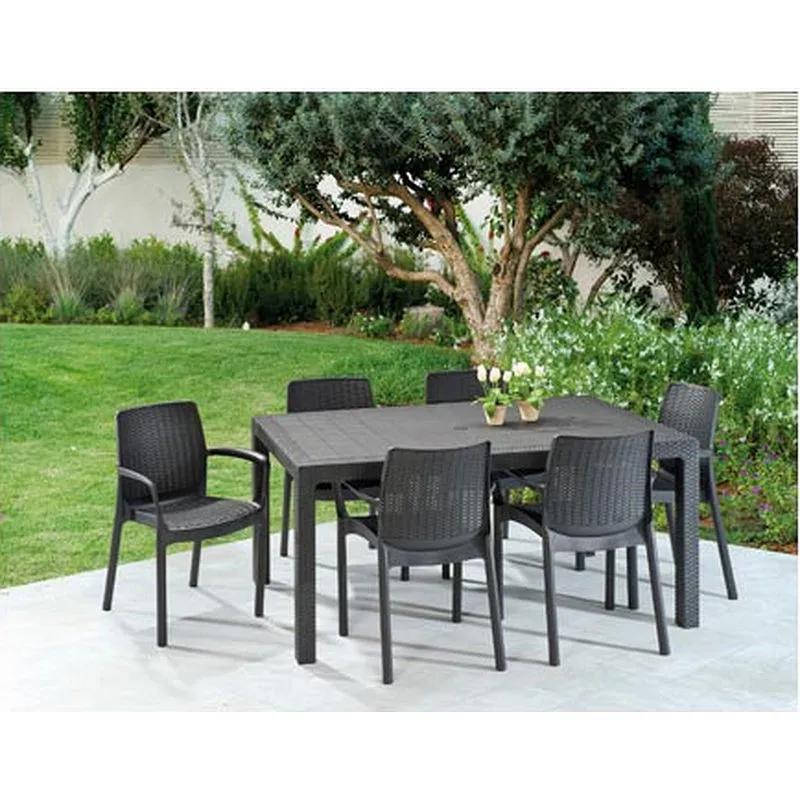 Compra MESA RATAN RESINA MELODY ANTRACITA 160 X 94 CM CURVER 193305 al mejor precio