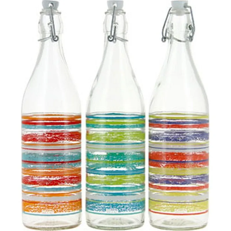 Compra BOTELLA CRISTAL DECORADA 1 L - RAYAS SURTIDAS M82070 al mejor precio