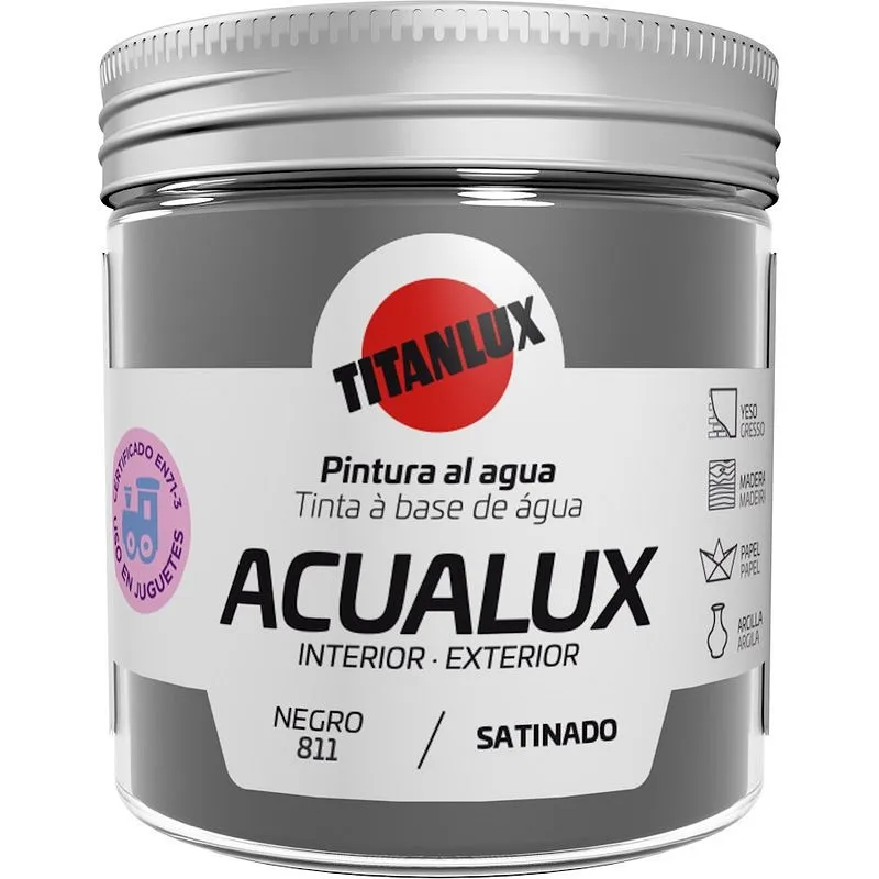 Compra PINTURA AL AGUA MANUALIDADES ACUALUX SATINADO 75 ML NEGRO TITANLUX J11081175/5699585 al mejor precio