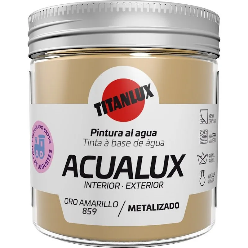Compra PINTURA AL AGUA MANUALIDADES ACUALUX SATINADO METALIZADO 75 ML ORO AMARILLO TITANLUX J10085975/5699548 al mejor precio