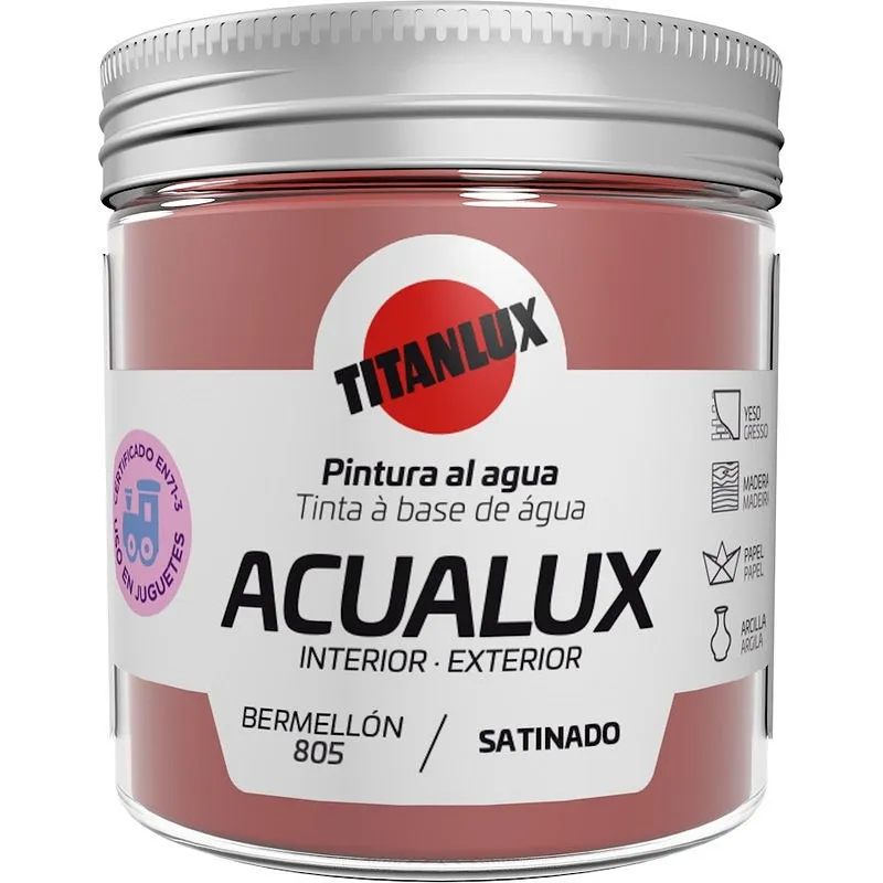Compra PINTURA AL AGUA MANUALIDADES ACUALUX SATINADO 75 ML BERMELLON TITANLUX J11080575/5699569 al mejor precio