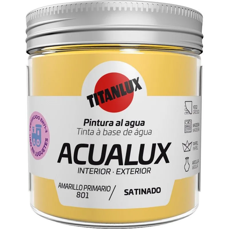 Compra PINTURA AL AGUA MANUALIDADES ACUALUX SATINADO 75 ML AMARILLO PRIMARIO TITANLUX J11080175/5699561 al mejor precio