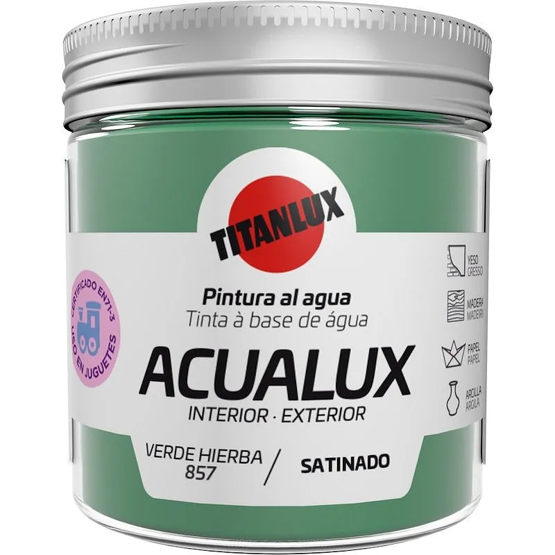 Compra PINTURA AL AGUA MANUALIDADES ACUALUX SATINADO 75 ML VERDE HIERBA TITANLUX J11085775/5699597 al mejor precio