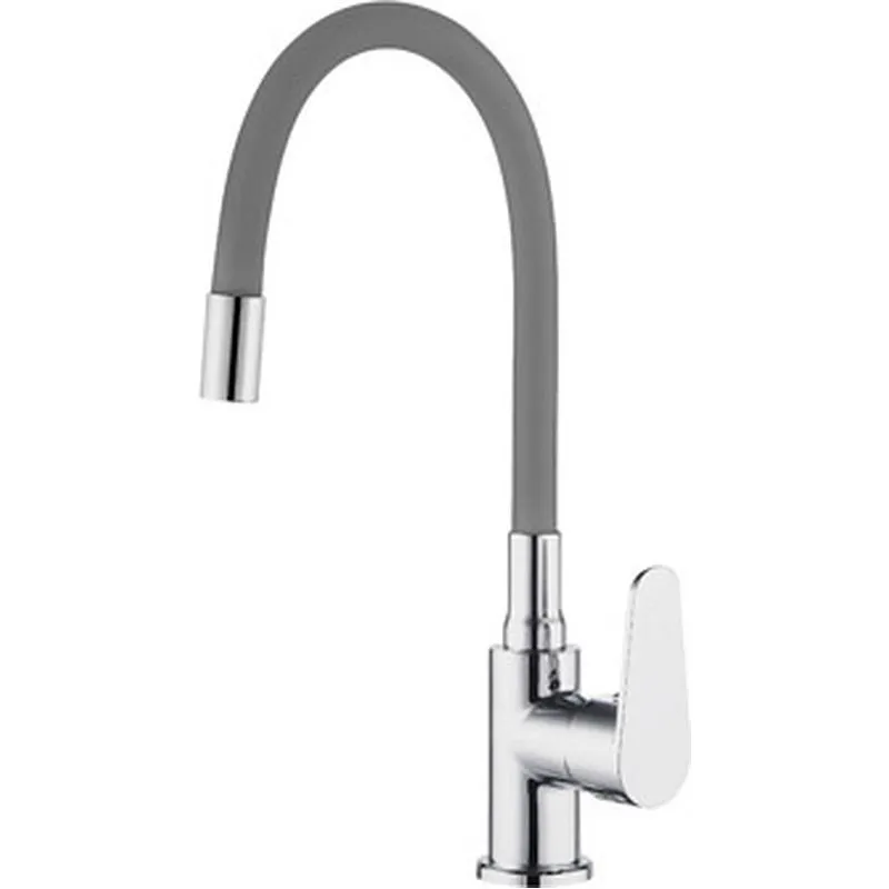 Compra GRIFO COCINA MONOMANDO CAÑO ALTO JAVA GOMA FLEXIBLE GRIS ARTIC 48579 al mejor precio