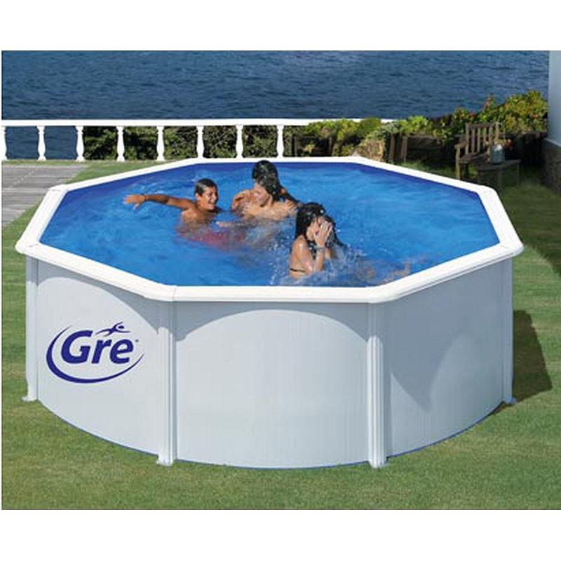 PISCINA REDONDA ACERO FILTRO ARENA diametro350X120CM BLANCA GRE KIT350ECO