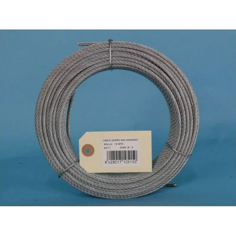 Compra CABLE ACERO GALVANIZADO ROLLO 15 M diametro 5 (6 X 7) +1 ALMA TEXTIL CURSOL 120130082 al mejor precio