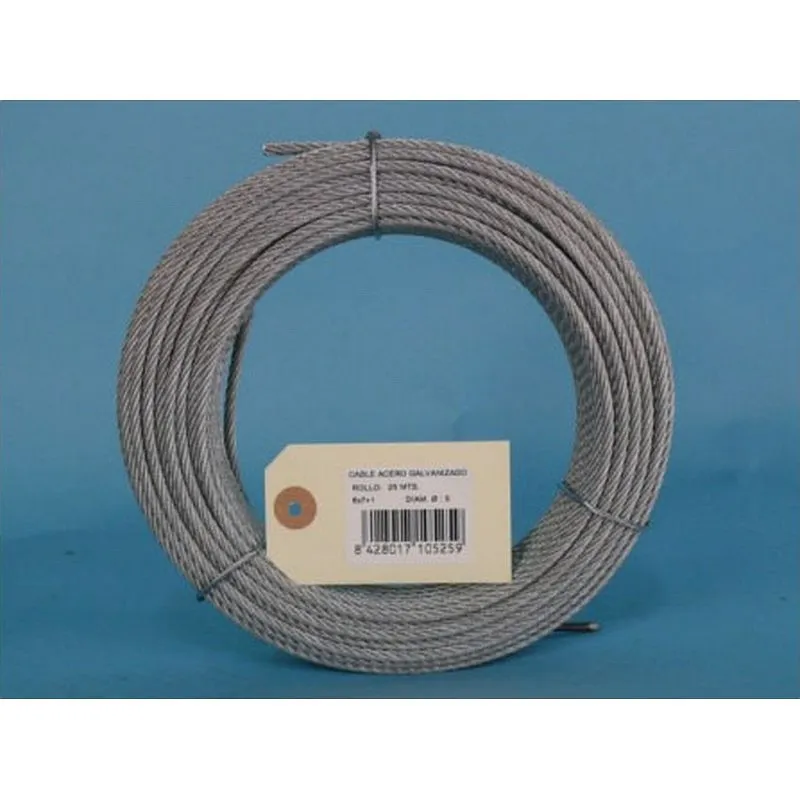 Compra CABLE ACERO GALVANIZADO ROLLO 25 M diametro 5 (6 X 7) +1 ALMA TEXTIL CURSOL 120130083 al mejor precio