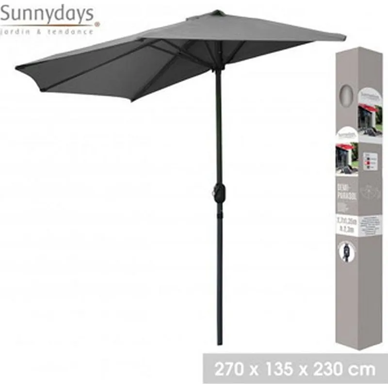 Compra PARASOL BALCON C/MANIVELA diametro270 CM TUBO 35/38 MM GRIS ANTRACITA IMPORT 224524 al mejor precio