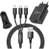 Compra PACK CARGADOR DE COCHE USB+CARGADOR CASA USB+CABLE 3 EN 1 TIPO C NEGRO MUVIT MWPAK0074 al mejor precio