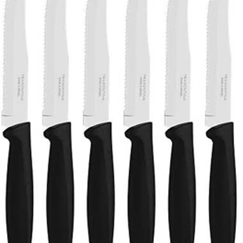 Compra CUCHILLO COCINA DENTADO INOX MANGO ABS 6 UDS 12CM MANGO NEGRO TRAMONTINA 23498055 al mejor precio