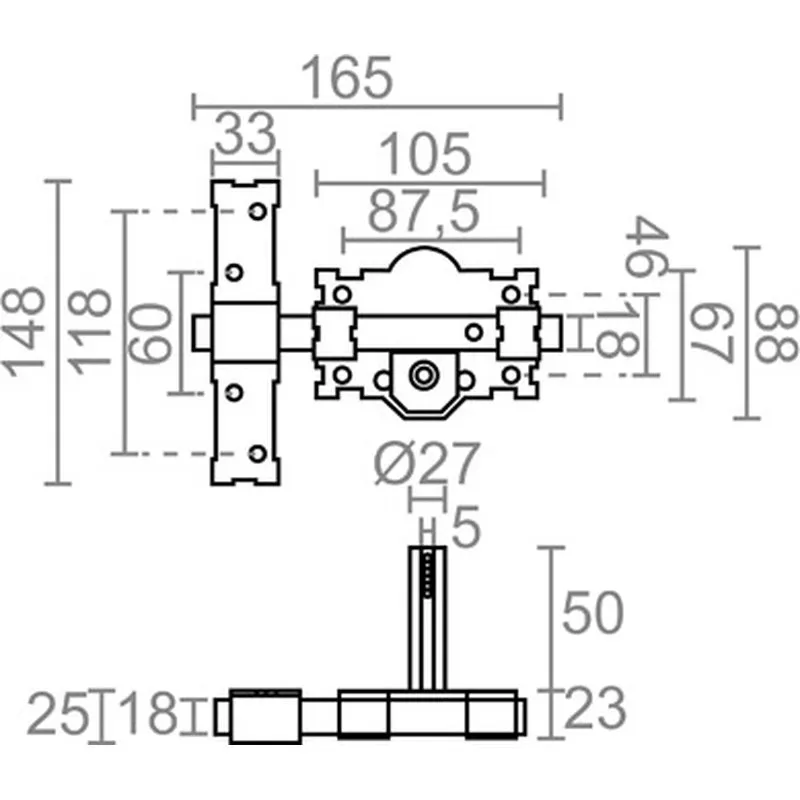 Compra CERROJO SOBREPONER 105B/50MM PINTADO GRIS LLAVES IGUALES CRR06 10844 al mejor precio