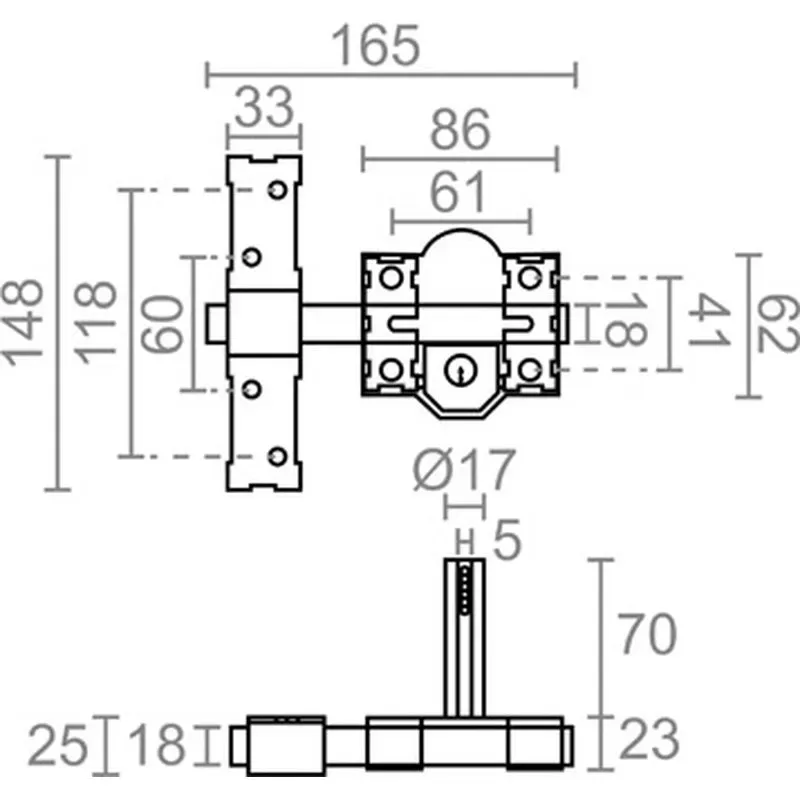 Compra CERROJO SOBREPONER 86L/70MM PINTADO GRIS CRR09 10858 al mejor precio