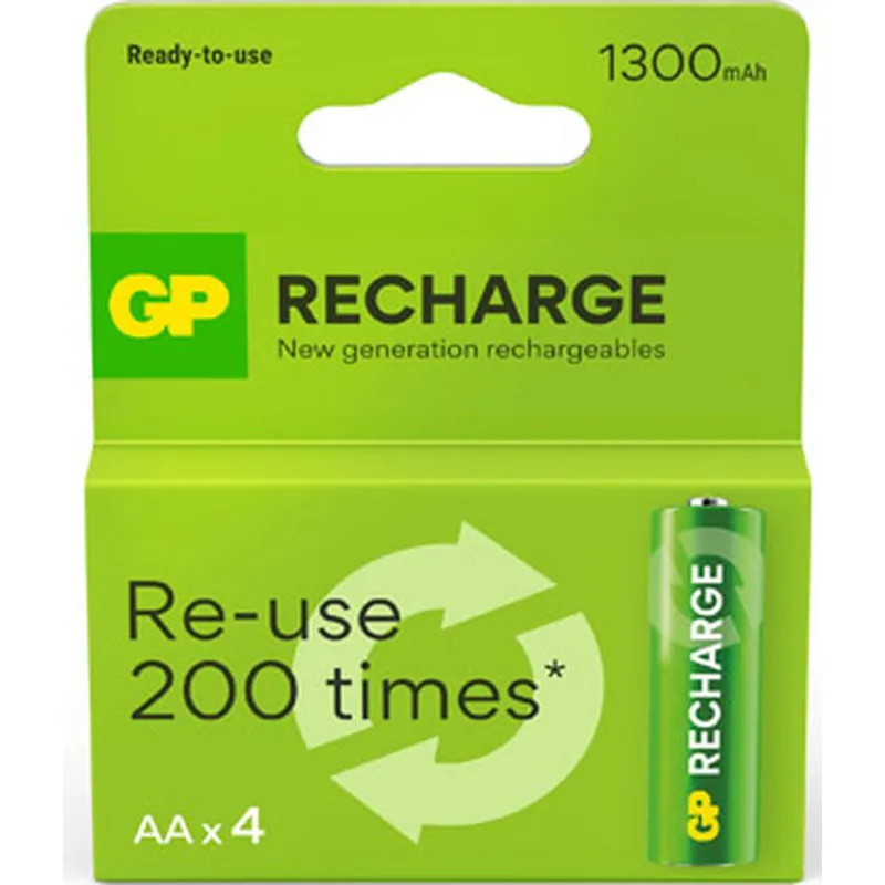 Compra PILA RECARGABLE RECHARGE 4 UNID LR6 AA 1300 MAH GENERAL DE PILAS 130AAHCRECH-B4 GP al mejor precio