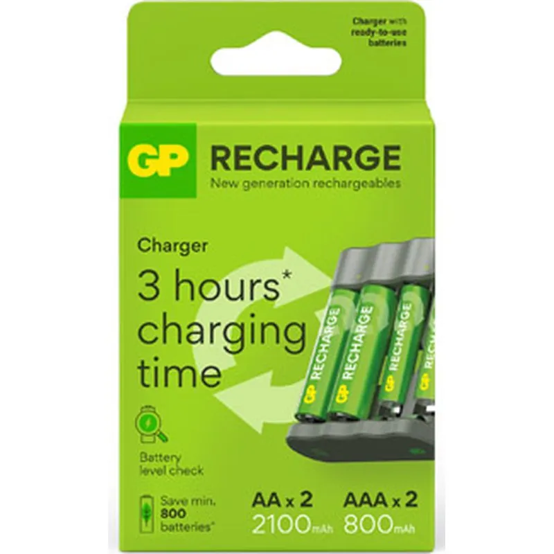 Compra CARGADOR RECHARGE AA-AAA 2 PILAS AA 2100MAH + 2 PILAS AA 2100 MAH GENERAL DE PILAS PB441210AA80AAARECH- al mejor precio