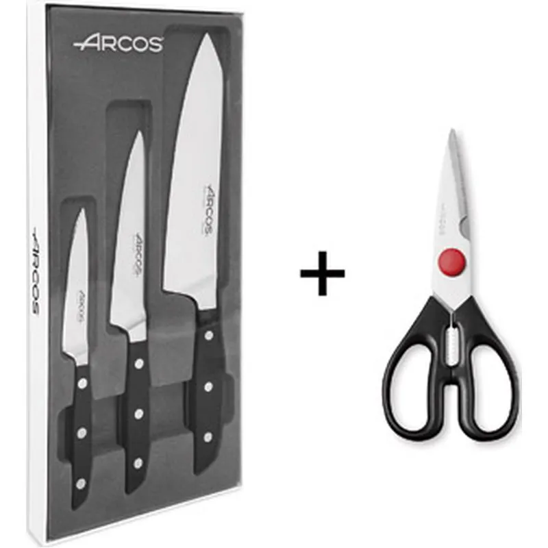 Compra CUCHILLO FORJADO MONDADOR + COCINERO 26 + COCINERO 33'3 MANHATTAN + TIJERA ARCOS 840600 al mejor precio