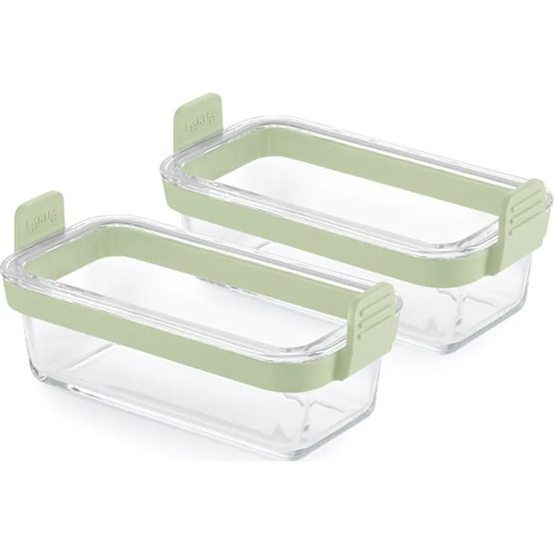 Compra CESTAS RECTANGULARES DE VIDRIO TRANSPARENTE (SET 2 UNIDADES) 19,9X9,4X8,9CM LEKUE 890307 al mejor precio