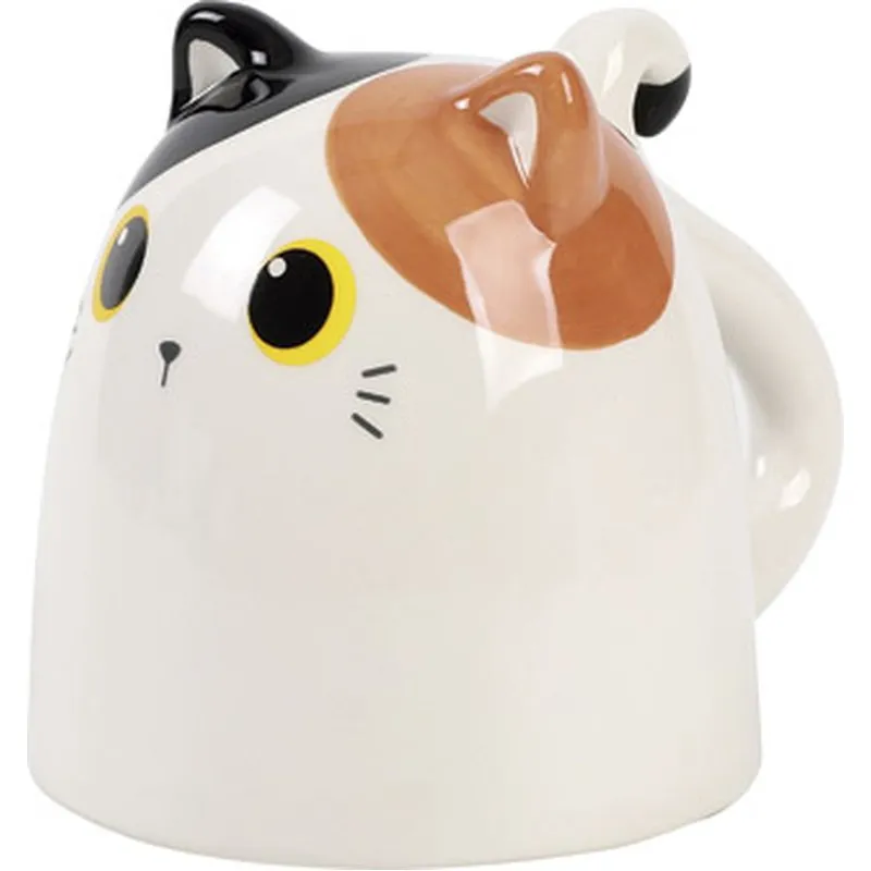 Compra TAZA CERAMICA DECORATIVA GATO BLANCO NARANJA 30CL ITOTAL XL2519 al mejor precio