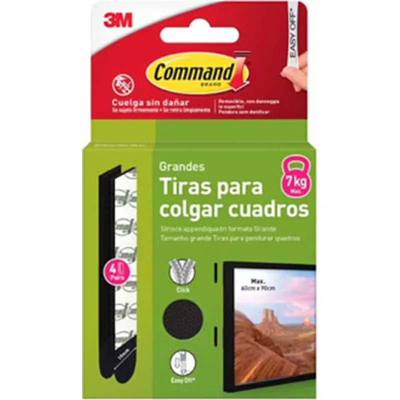 Compra TIRAS ADHESIVAS PARA CUADROS GRANDE NEGRA COMMAND 7100337185 al mejor precio
