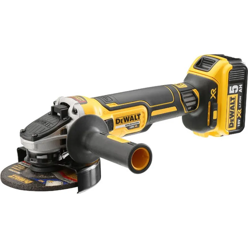 Compra MINI AMOLADORA SIN ESCOBILLAS XR 18V 125MM+2BATERIAS LI-ION 5AH Y DEWALT DCG405P2-QW al mejor precio