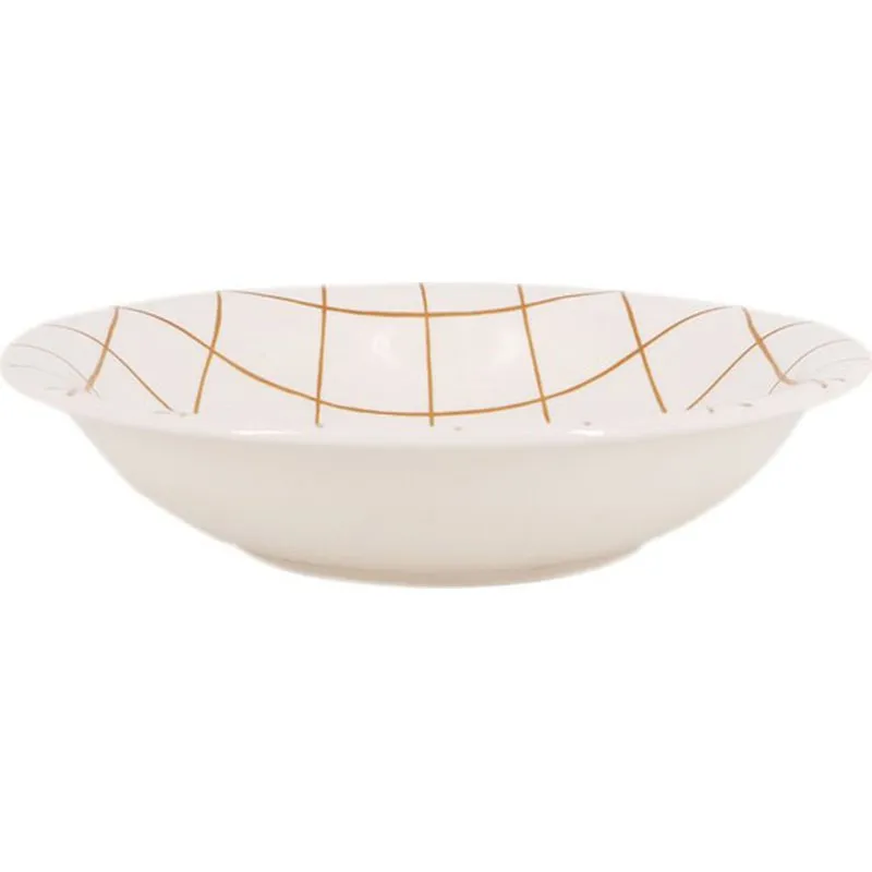 Compra PLATO HONDO CUADROS AMARILLO 20,5CM D'CASA 308115 al mejor precio