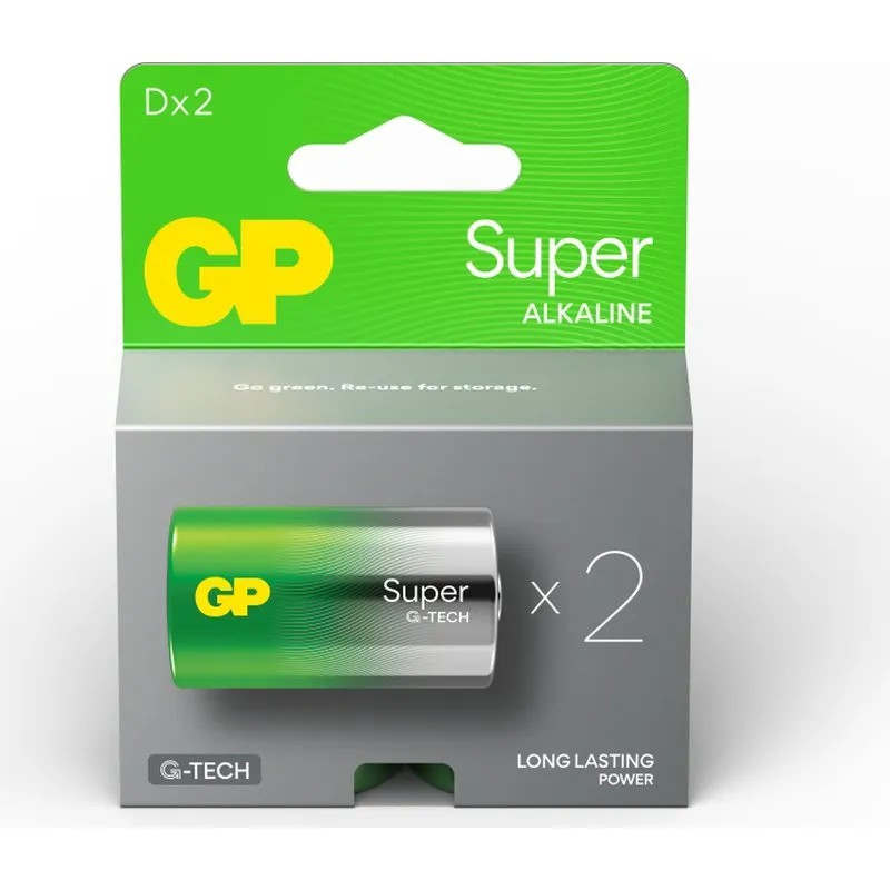 PILA ALCALINA SUPER LR20 D 2 UNID GENERAL DE PILAS LR20-B2 GP