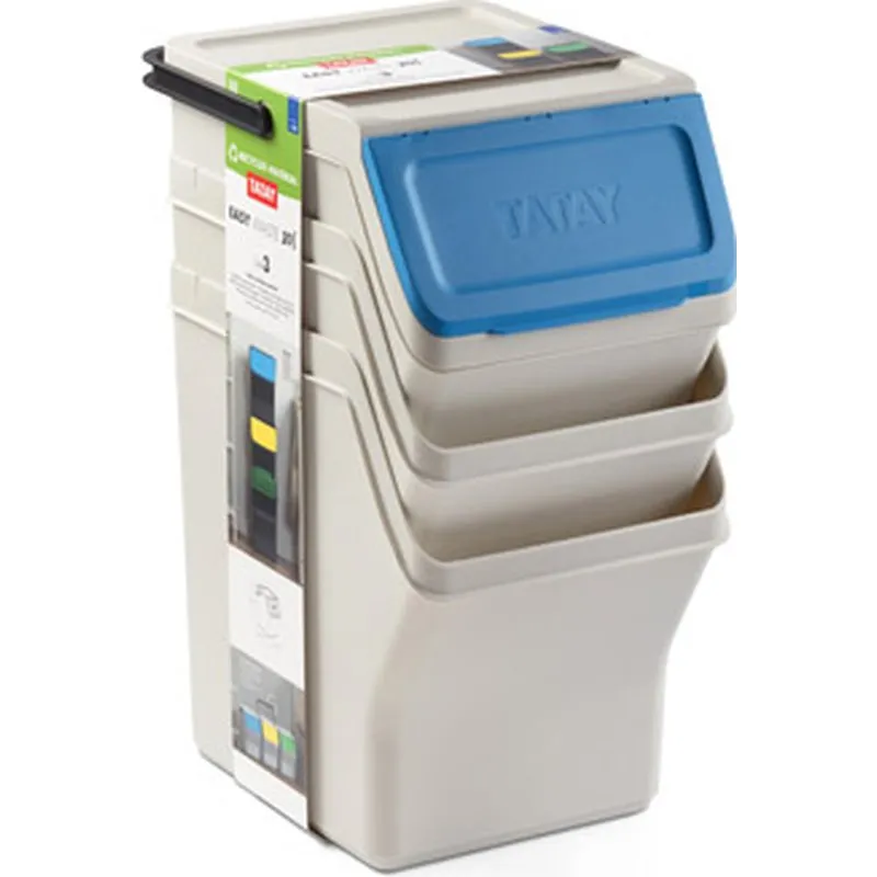 Compra CUBO RECICLAJE MODULAR 3 UNIDADES BLANCO 35X27X36CM TATAY 1105701 al mejor precio