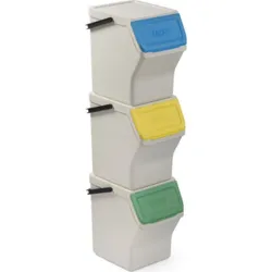 Compra CUBO RECICLAJE MODULAR 3 UNIDADES BLANCO 35X27X36CM TATAY 1105701 al mejor precio