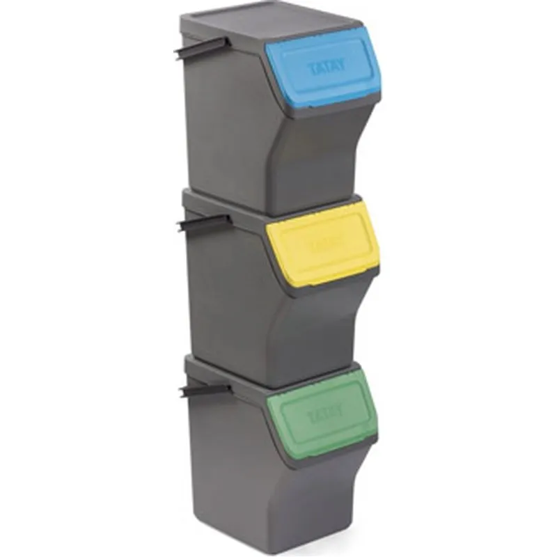 Compra CUBO RECICLAJE MODULAR 3 UNIDADES GRIS ANTRACITA TATAY 1105714 al mejor precio