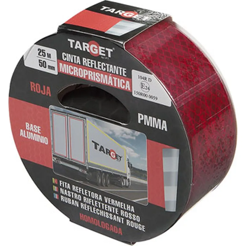 Compra CINTA ADHESIVA SEÑALIZACIÓN REFLECTANTE 25MTX50MM ROJA CON BASE DE ALUMINIO TARGET CRR2550HAL al mejor precio