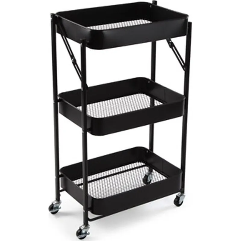 Compra CARRO MULTIUSOS METALICO 3 ESTANTERIAS NEGRO 45X29,5X77CM VERSA 22250185 al mejor precio