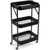 Compra CARRO MULTIUSOS METALICO 3 ESTANTERIAS NEGRO 45X29,5X77CM VERSA 22250185 al mejor precio