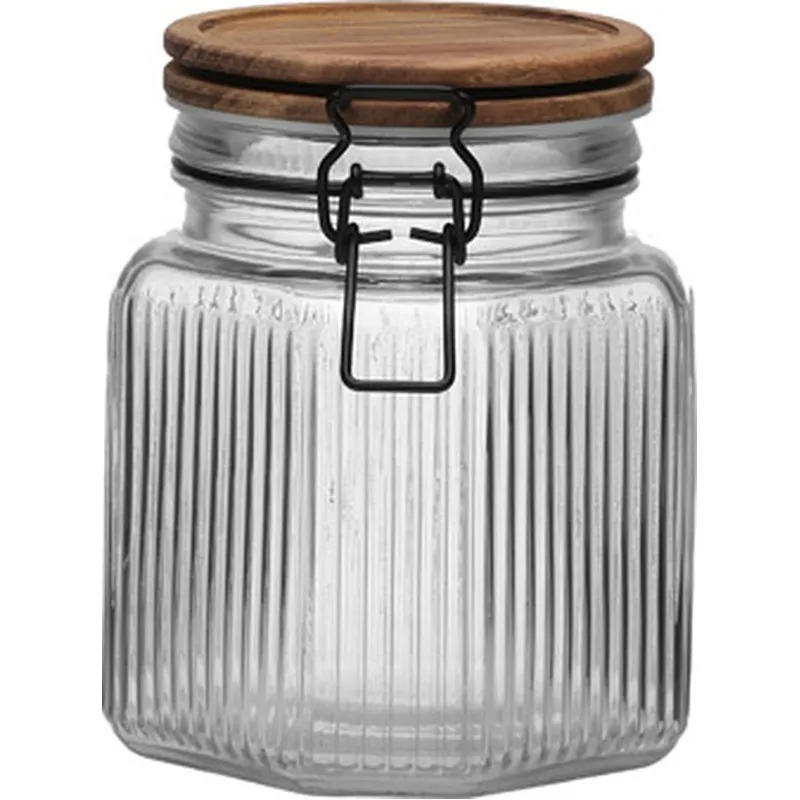 Compra BOTE CRISTAL TAPA ACACIA 1L VERSA 22500064 al mejor precio