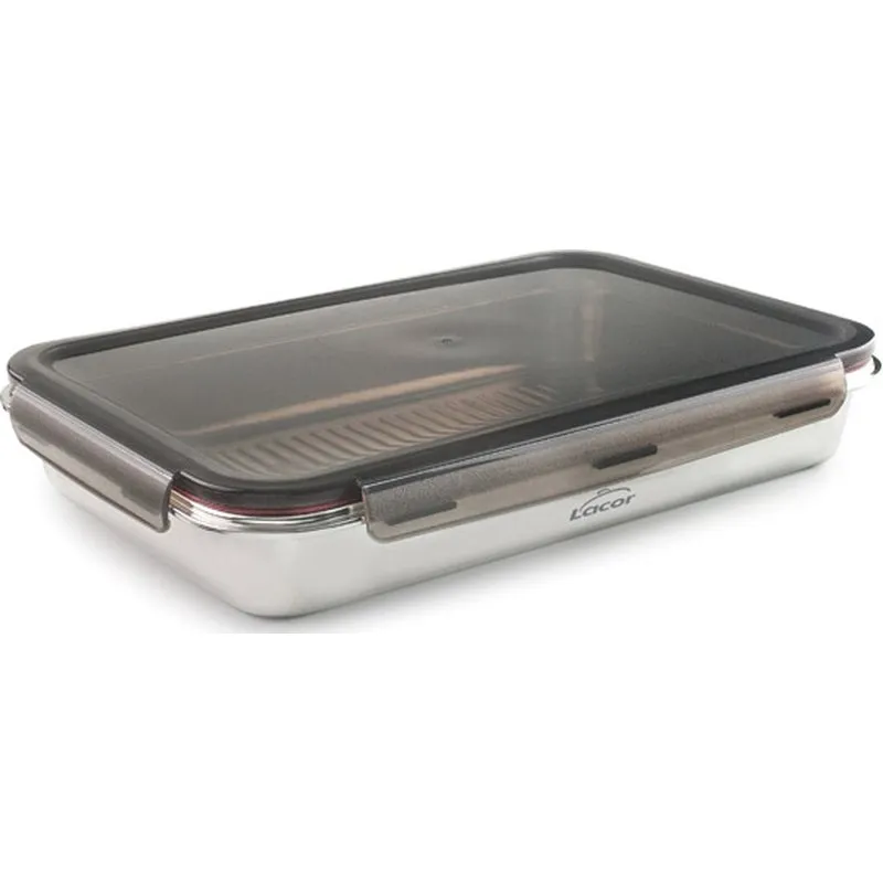 Compra CONTENEDOR ALIMENTOS RECTANGULAR ECOINOX 32X21X5CM 3,5L LACOR 64674 al mejor precio