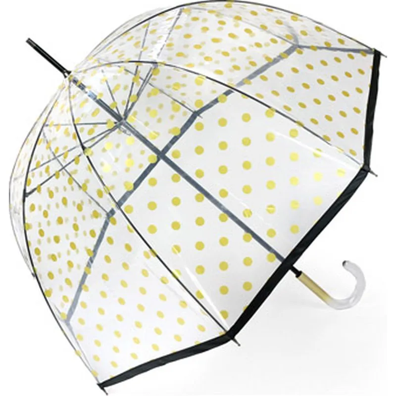 Compra PARAGUAS MUJER LARGO MANUAL CUPULA TRANSPARENTE TOPOS CUATRO GOTAS D1006 al mejor precio