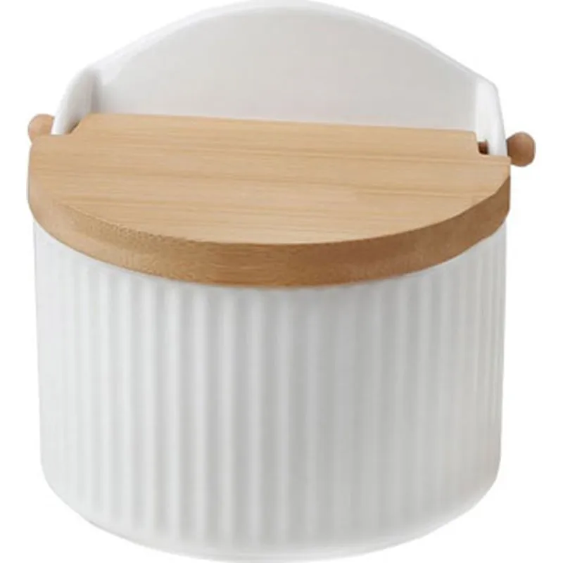 Compra SALERO PORCELANA GRABADA TAPA BAMBU BLANCO RAYAS D'CASA 312602 al mejor precio